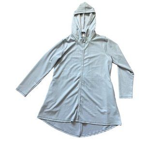 Cubism Women's Blue High Low Tie Back Removable Snap Hood Snap Closure Hoodie XL